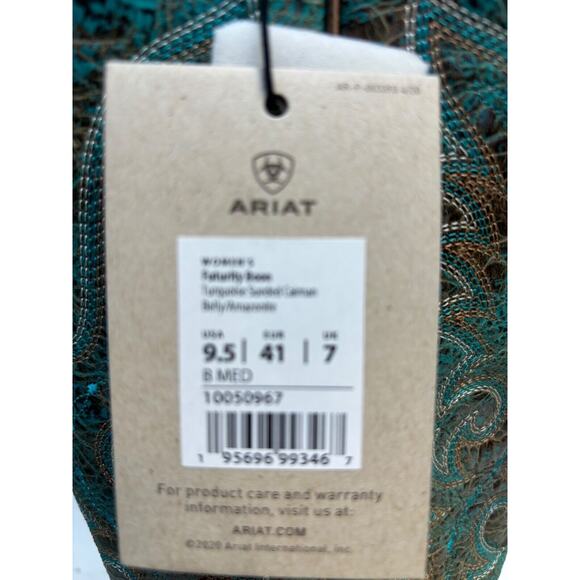 Ariat Futurity Boon Womens Sz 9.5 B Turquoise Sueded Caiman Belly Amazonite Boot - Picture 11 of 11